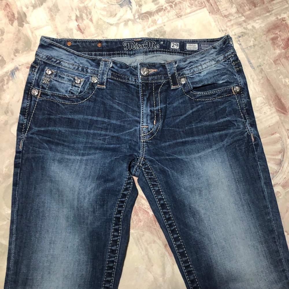 Miss Me Signature Women's Embellished Blue Ankle Skinny Jeans - Picture 6 of 8
